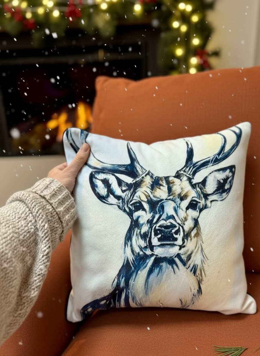 FOREST STAG VELVET CUSHION