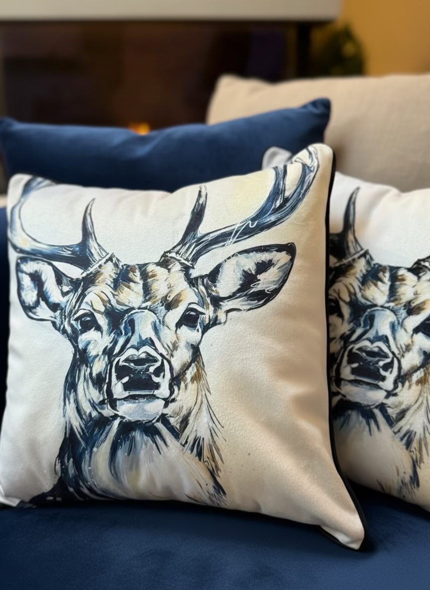 FOREST STAG VELVET CUSHION