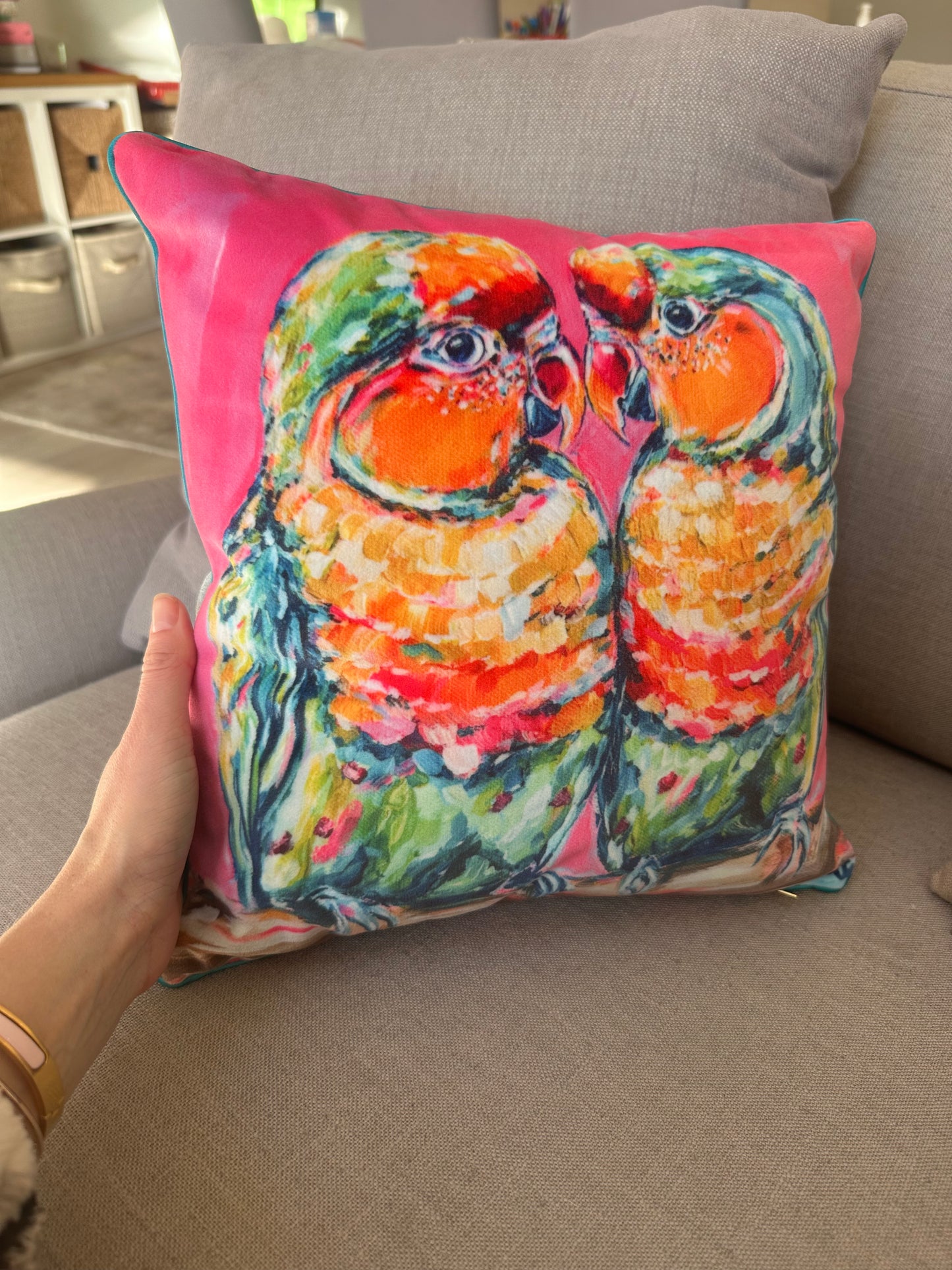 LOVEBIRDS VELVET CUSHION