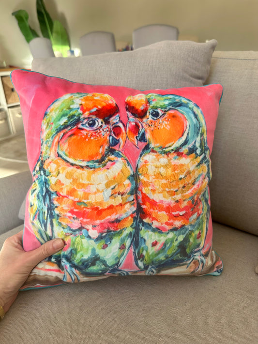 LOVEBIRDS VELVET CUSHION